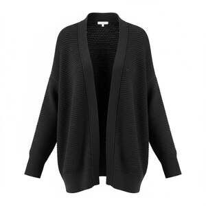 GAP Women Black 100% Cotton Textured Mix Knit Cocoon Cardigan Sweater Grunge